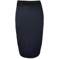 Arielle Contrast Waist Jersey Midi Skirt - Navy Blue
