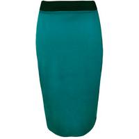 arielle contrast waist jersey midi skirt teal