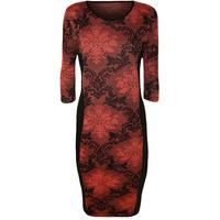 Ariel Jacquard Print Contrast Midi Dress - Wine