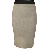 arielle contrast waist jersey midi skirt light grey