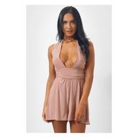 Arya Plunge Front Rose Playsuit