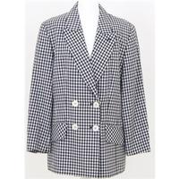 ara size 10 navy and white plaid jacket