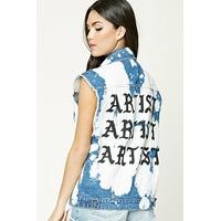 Artist Bleach-Dye Denim Sleeveless Jacket