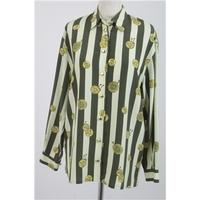 Ara, size 10 pale lemon & dark khaki striped shirt