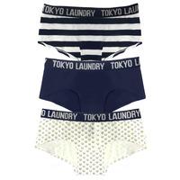 Ariana (3 Pack) Assorted Print Short Briefs In Ivory / Blue - Tokyo Laundry