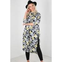 Arlena Floral Print Collard Long Sleeves Shirt Dress