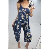 Aruba denim floral printed hareem jumpsuit