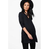 Aria Cross Neck Strap Ribbed Jumper - black