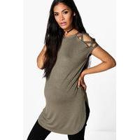 arabella strappy detail shoulder t shirt khaki