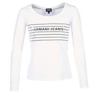 armani jeans lamoret womens long sleeve t shirt in white