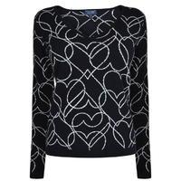 ARMANI JEANS Heart Print V Neck Jumper