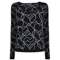 ARMANI JEANS Heart Print V Neck Jumper