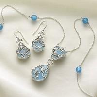 arts crafts chalcedony pendant earrings
