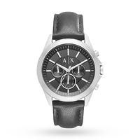 Armani Exchange AX2604 Men\'s Chronograph Leather Strap Watch, Black