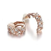 Arc-shaped Crystal 18K Rose/White Gold Plated Elements Rhinestone Clip-On Earrings
