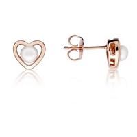 Argento Rose Gold Pearl Heart Earrings