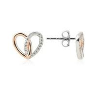 Argento Interlocking Rose Gold Mix Heart Earrings