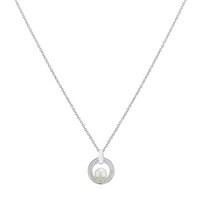 Argento Cubic Zirconia Pearl Circle Necklace