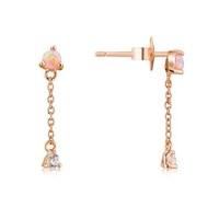 Argento Rose Gold & Pink Opal Drop Earrings
