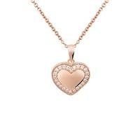 Argento Rose Gold Crystal Border Heart Necklace