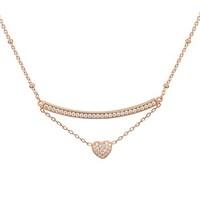 Argento Rose Gold Curved Bar Heart Necklace