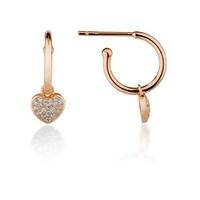 Argento Rose Gold Pave Heart Hoop Earrings