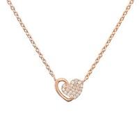 Argento Rose Gold Half Pave Heart Necklace