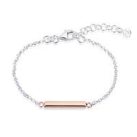 Argento Two Tone Rose Gold and Silver Bar Bracelet