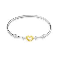 Argento Outlet Gold Mix Heart Double Arrow Bangle