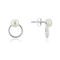 Argento Circle Pearl Stud Earrings