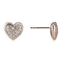 Argento Rose Gold Pave Heart Earrings