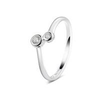 Argento Outlet Two Cubic Zirconia Simple Ring
