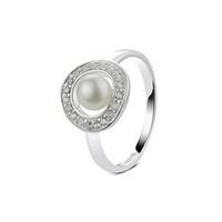 Argento Cubic Zirconia Pearl Circle Ring