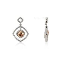 Argento Champagne Crystal Open Square Drop Earrings