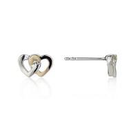Argento Silver and Gold Interlocking Heart Stud Earrings