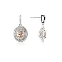 Argento Champagne Oval Halo Crystal Drop Earrings