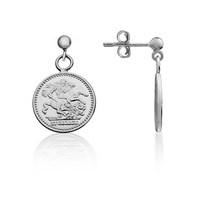 Argento Silver Coin Drop Earrings