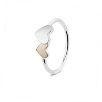 Argento Outlet Two Hearts Rose Gold and Silver Ring