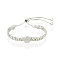 Argento Silver plated Mesh Pave Pull Bracelet