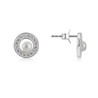 Argento Cubic Zirconia Pearl Circle Studs