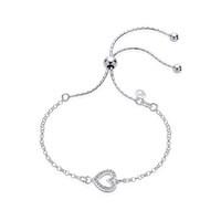 Argento Silver Crystal Heart Pull Friendship Bracelet