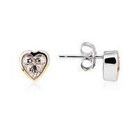 Argento Solitaire Rose Gold Mix Heart Stud Earrings