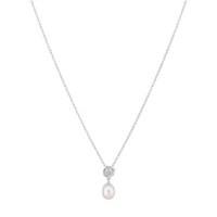 argento silver flower pearl necklace