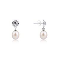 Argento Silver Flower & Pearl Drop Earrings