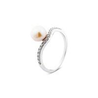 argento outlet pearl cubic zirconia v shaped ring