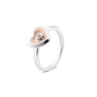 Argento Outlet Rose Gold & Silver Crystal Heart Ring