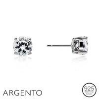 Argento 6mm Cubic Zirconia Stud Earrings