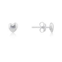Argento Matte Silver Heart Stud Earrings