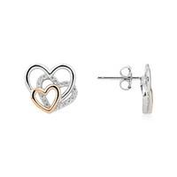 Argento Rose Gold Mix Trio of Hearts Studs