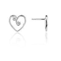 Argento Crystal Heart Stud Earrings